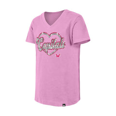 Washington Capitals New Era Girl's Youth Flip Sequin V-Neck T-Shirt Pink