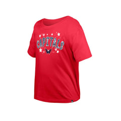 Washington Capitals New Era Girl's Youth Flip Sequin T-Shirt Red