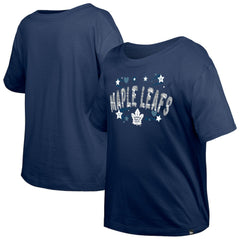 Toronto Maple Leafs - New Era Girl's Youth Flip Sequin T-Shirt Navy
