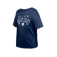 Toronto Maple Leafs - New Era Girl's Youth Flip Sequin T-Shirt Navy