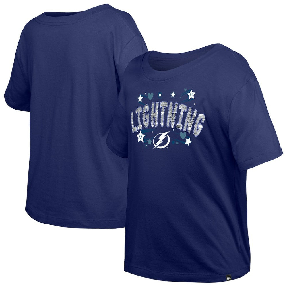 Tampa Bay Lightning - New Era Girl's Youth Flip Sequin T-Shirt Blue