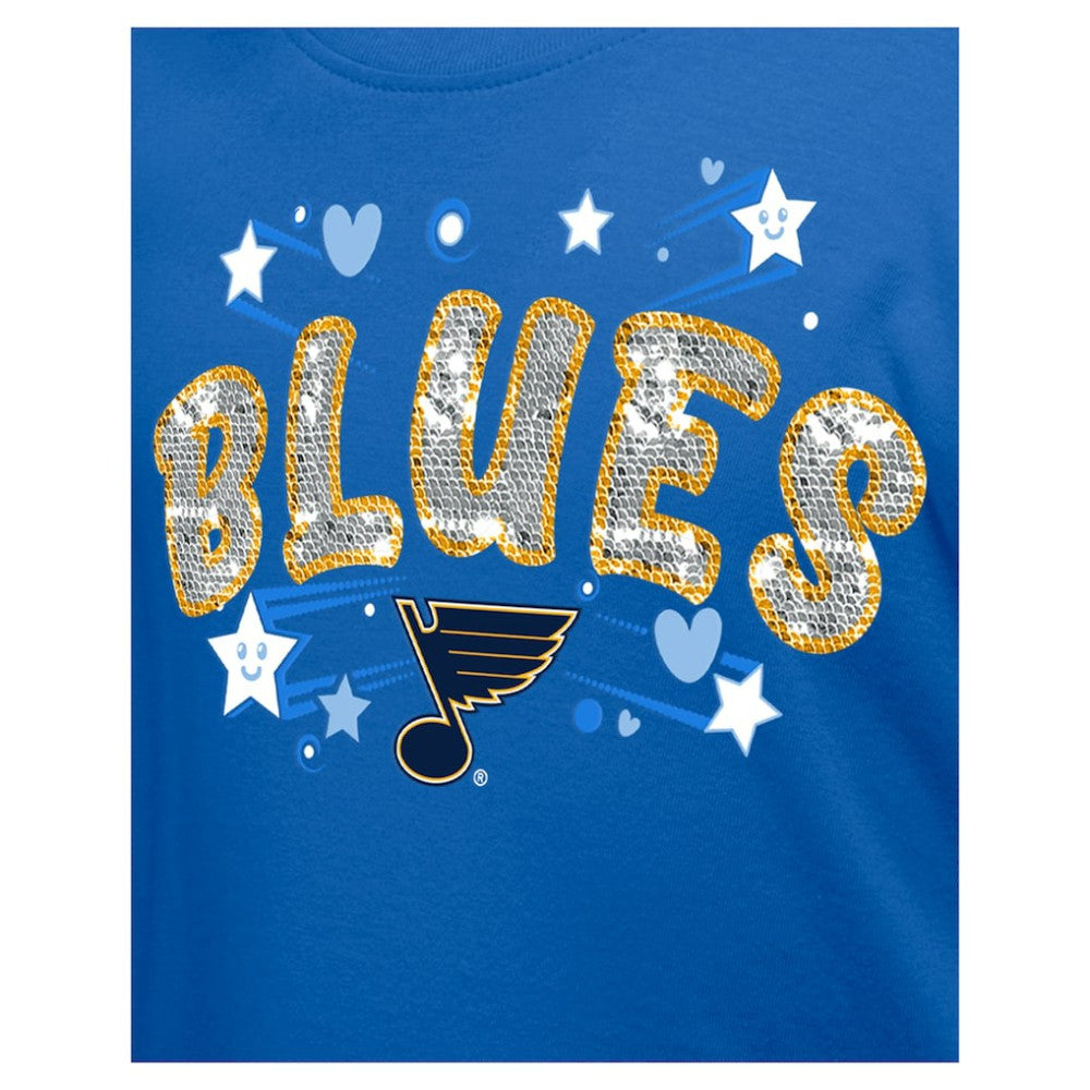 St. Louis Blues - New Era Girl's Youth Flip Sequin T-Shirt Blue
