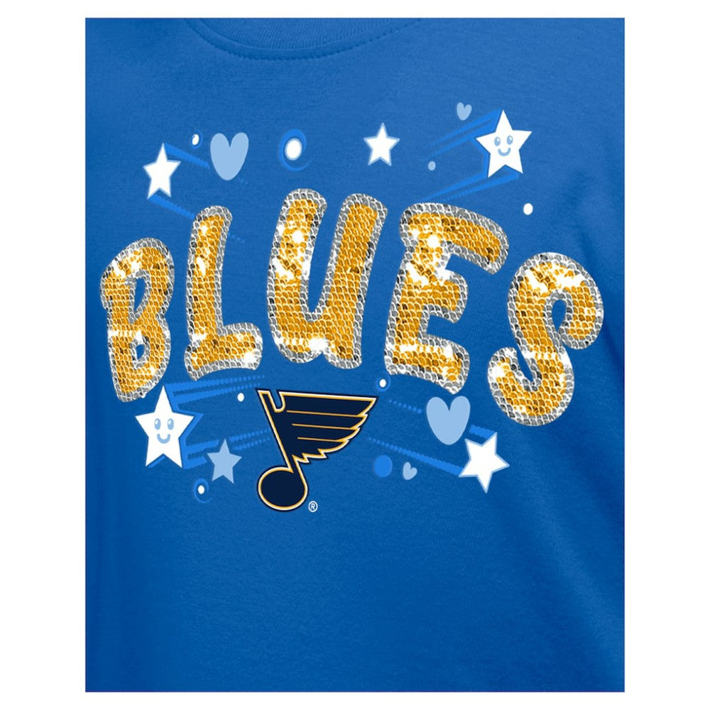 St. Louis Blues - New Era Girl's Youth Flip Sequin T-Shirt Blue