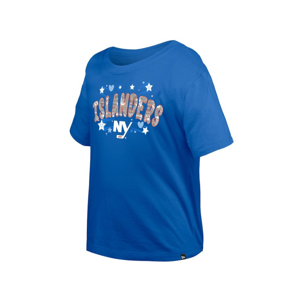 New York Islanders - New Era Girl's Youth Flip Sequin T-Shirt Blue