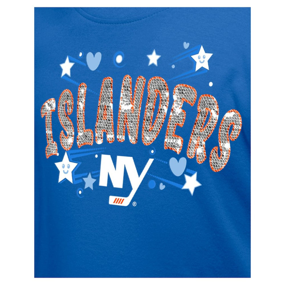 New York Islanders - New Era Girl's Youth Flip Sequin T-Shirt Blue
