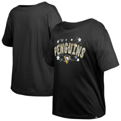 Pittsburgh Penguins New Era Girl's Youth Flip Sequin T-Shirt Black