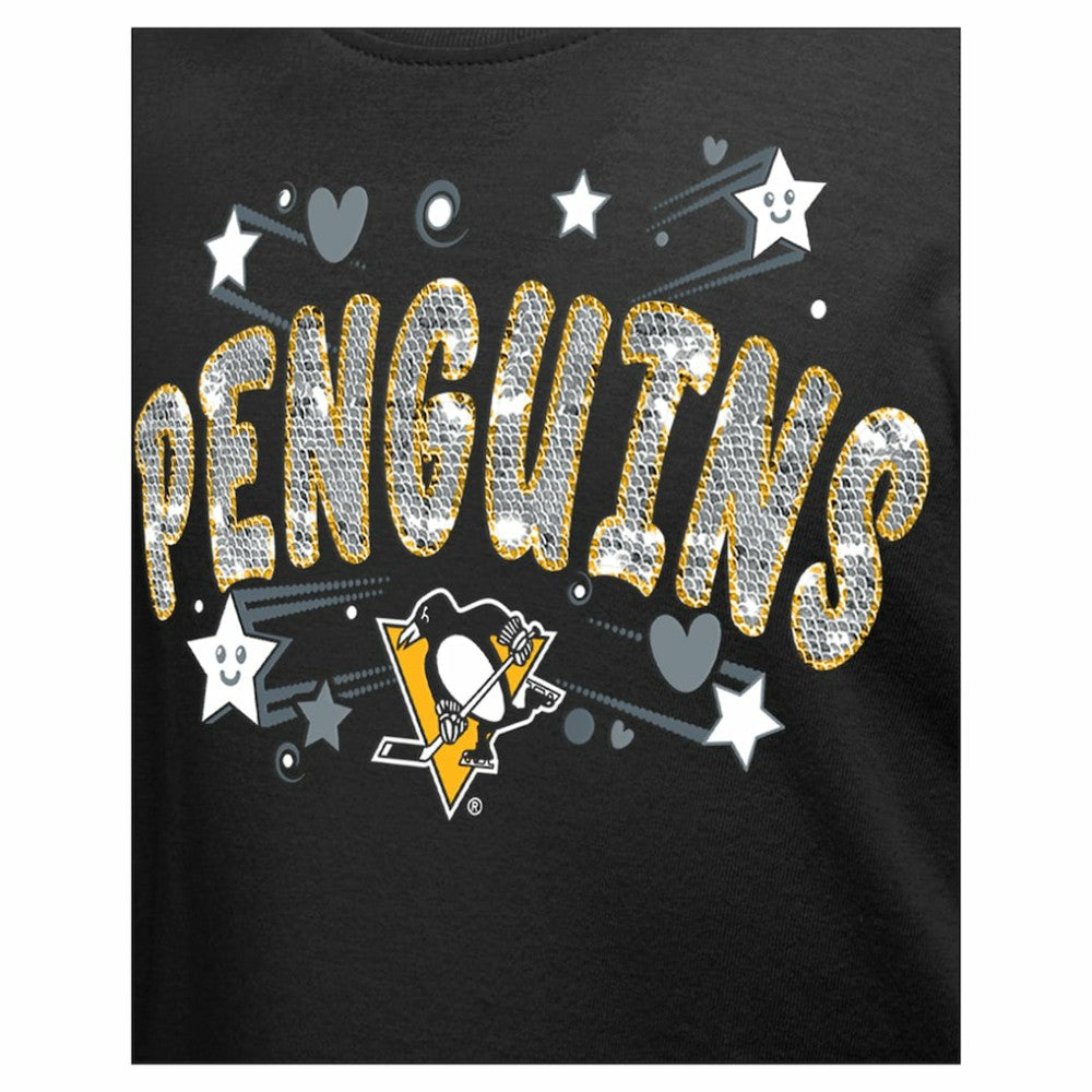 Pittsburgh Penguins New Era Girl's Youth Flip Sequin T-Shirt Black