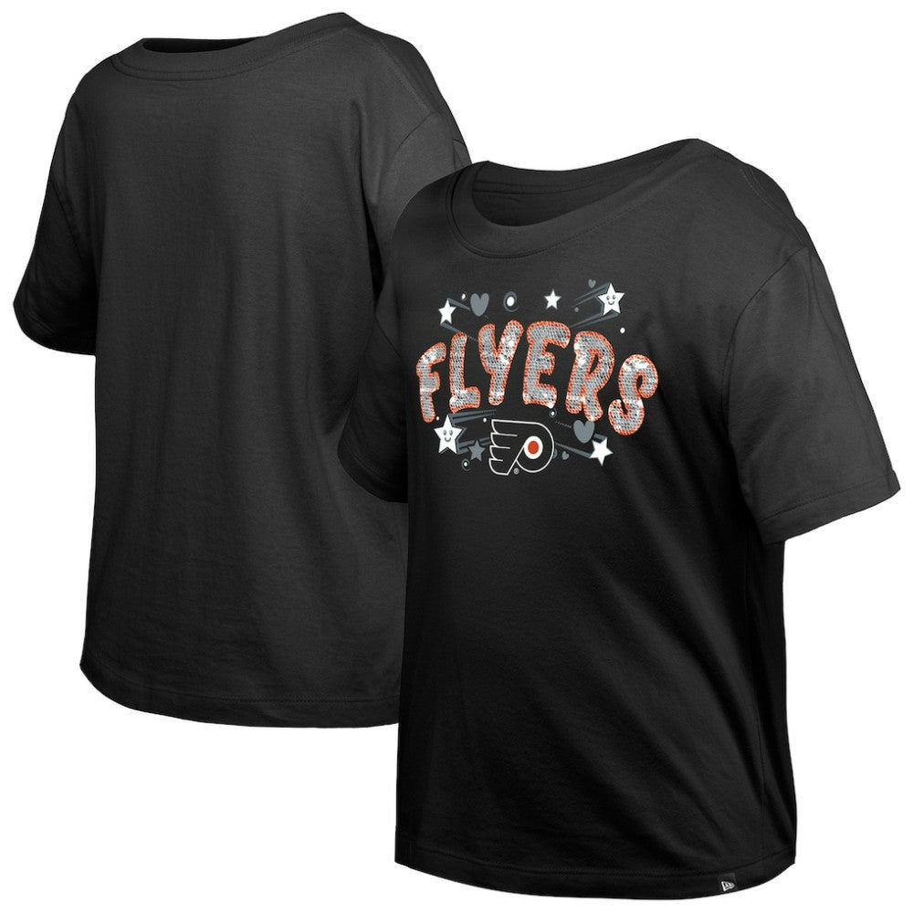Philadelphia Flyers - New Era Girl's Youth Flip Sequin T-Shirt Black