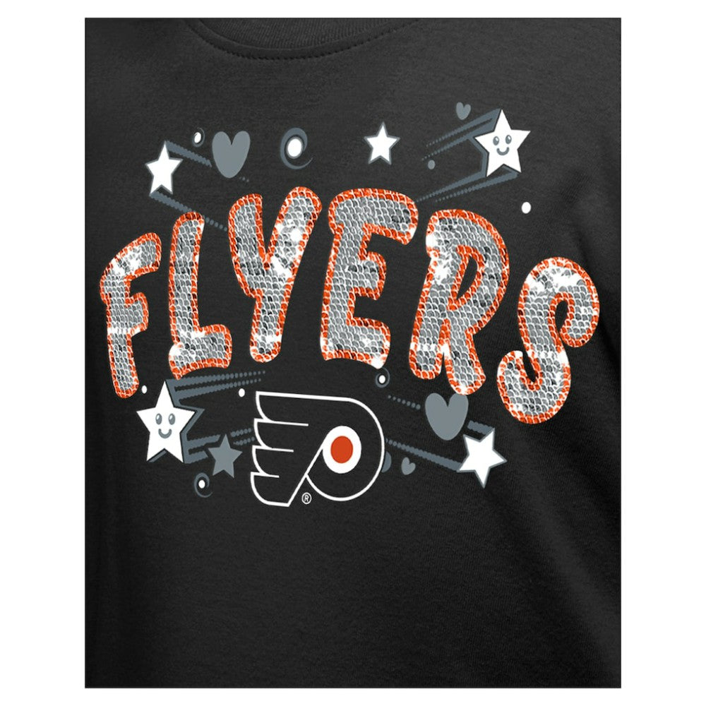 Philadelphia Flyers - New Era Girl's Youth Flip Sequin T-Shirt Black