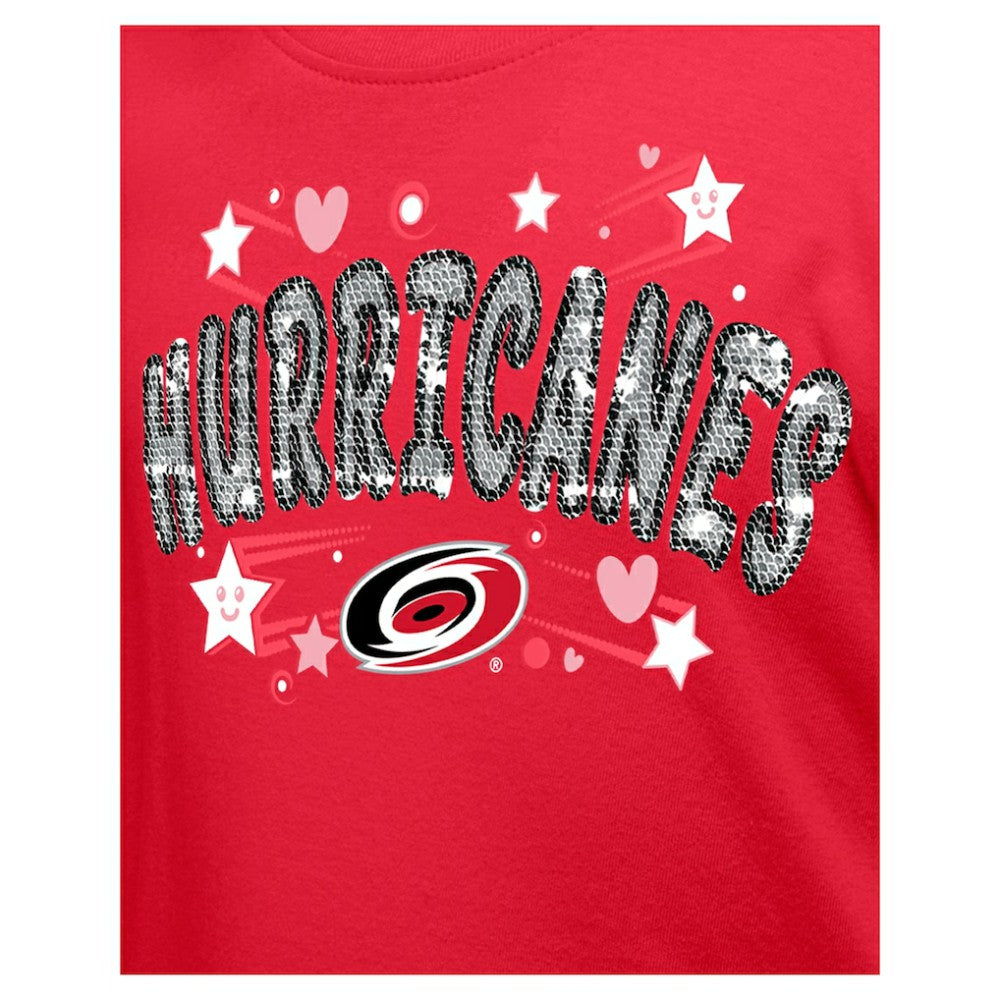 Carolina Hurricanes - New Era Girl's Youth Flip Sequin T-Shirt Red