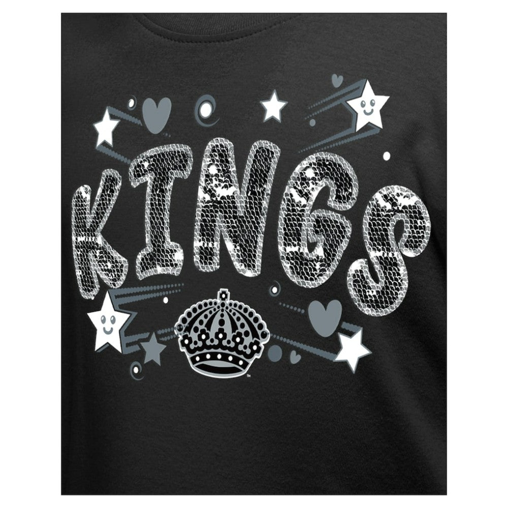 Los Angeles Kings - New Era Girl's Youth Flip Sequin T-Shirt Black