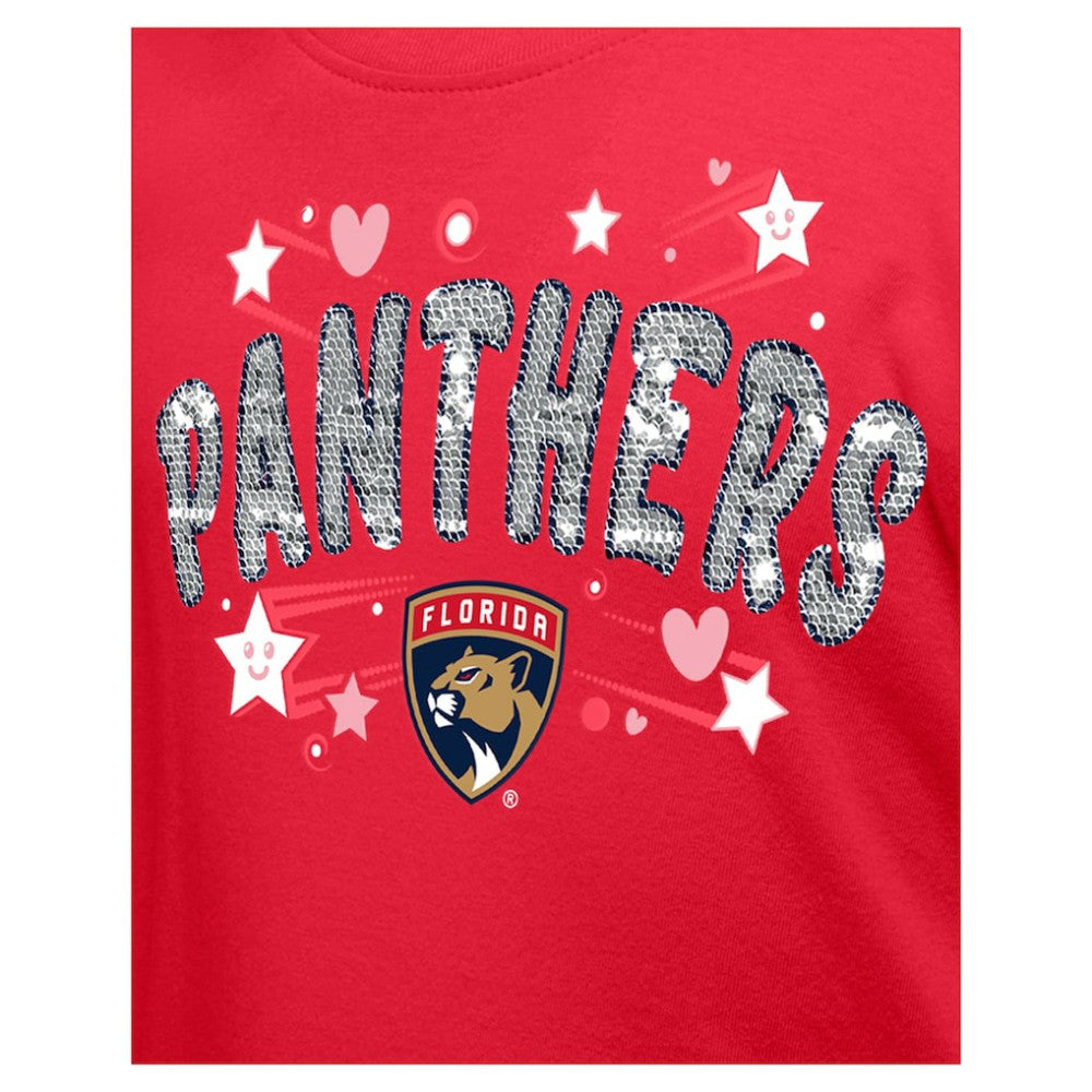 Florida Panthers - New Era Girl's Youth Flip Sequin T-Shirt Red