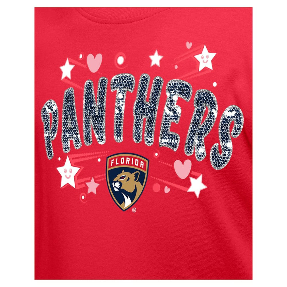 Florida Panthers - New Era Girl's Youth Flip Sequin T-Shirt Red
