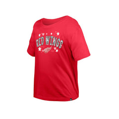 Detroit Red Wings - New Era Girl's Youth Flip Sequin T-Shirt Red