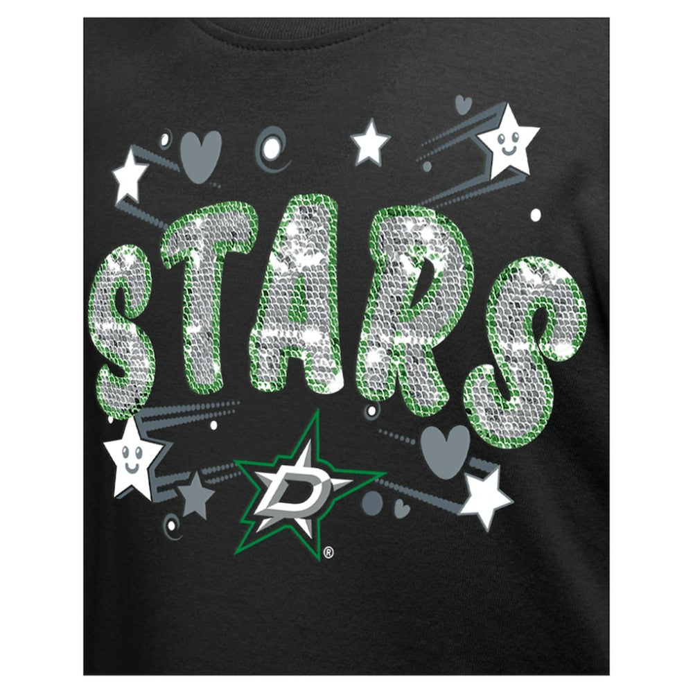 Dallas Stars - New Era Girl's Youth Flip Sequin T-Shirt Black