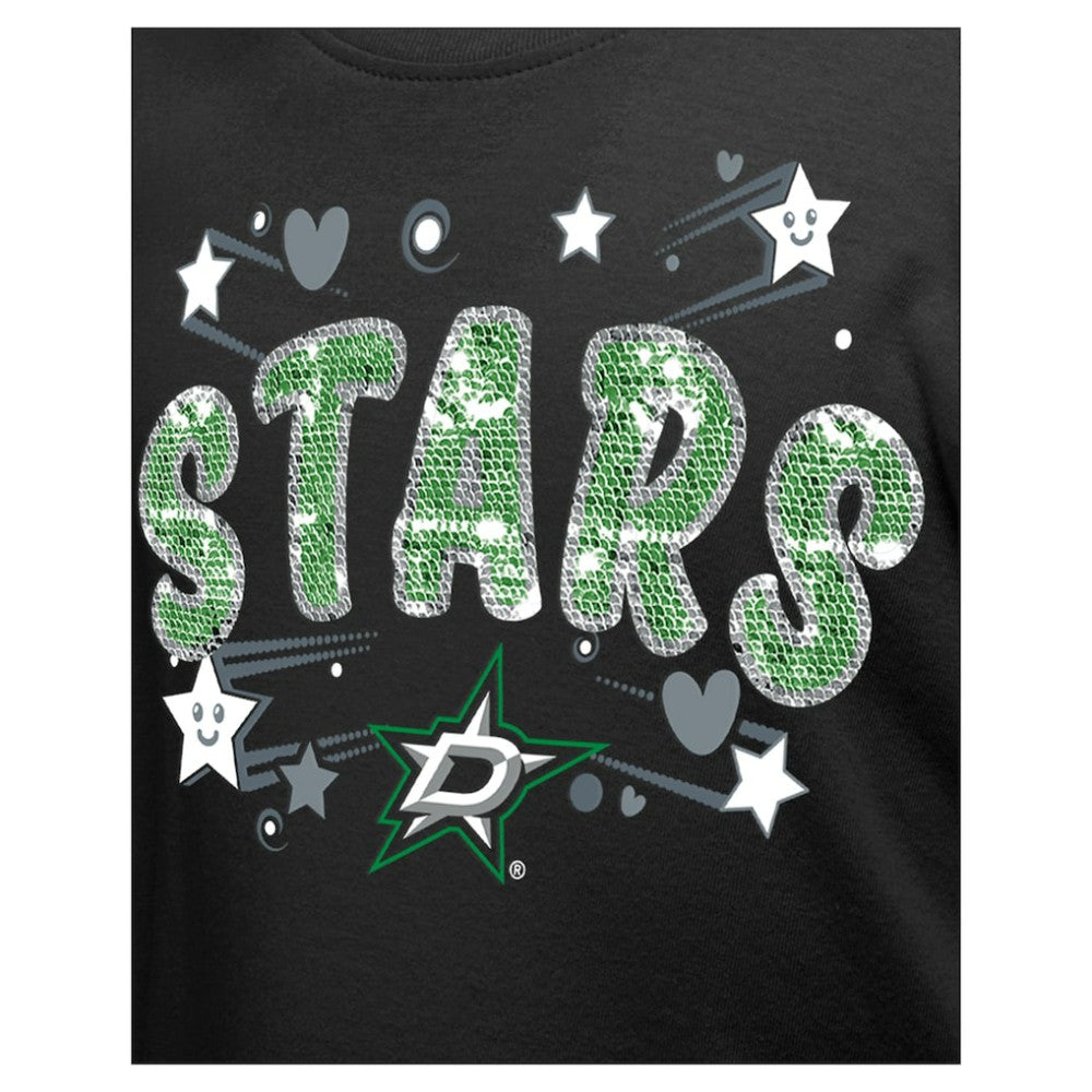 Dallas Stars - New Era Girl's Youth Flip Sequin T-Shirt Black