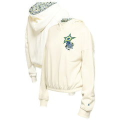 Dallas Stars - New Era Women's Glam Game Quarter-Zip Cropped Floral Hoodie Pullover Cream