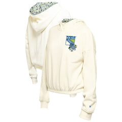 New York Rangers New Era Women's Glam Game Quarter-Zip Cropped Floral Hoodie Pullover Cream