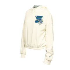 St. Louis Blues - New Era Women's Glam Game Quarter-Zip Cropped Floral Hoodie Pullover Cream