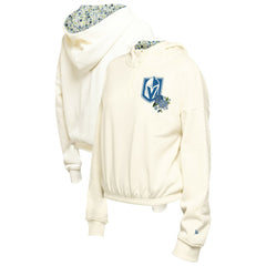 Vegas Golden Knights New Era Women's Glam Game Quarter-Zip Cropped Floral Hoodie Pullover Cream
