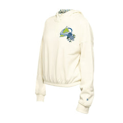 Colorado Avalanche - New Era Women's Glam Game Quarter-Zip Cropped Floral Hoodie Pullover Cream