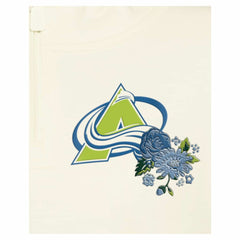 Colorado Avalanche - New Era Women's Glam Game Quarter-Zip Cropped Floral Hoodie Pullover Cream