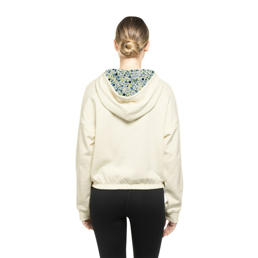 Colorado Avalanche - New Era Women's Glam Game Quarter-Zip Cropped Floral Hoodie Pullover Cream