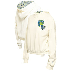 Florida Panthers - New Era Women's Glam Game Quarter-Zip Cropped Floral Hoodie Pullover Cream