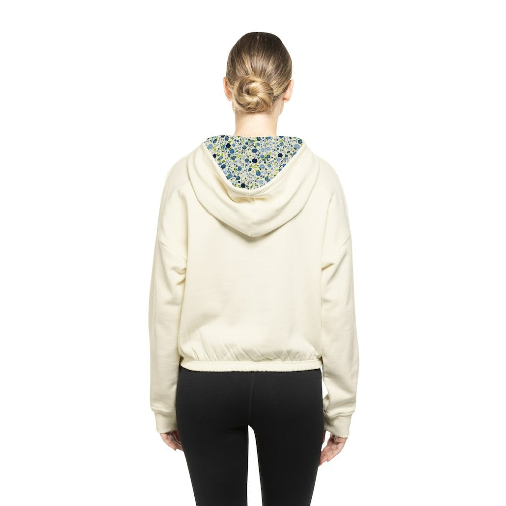 Florida Panthers - New Era Women's Glam Game Quarter-Zip Cropped Floral Hoodie Pullover Cream