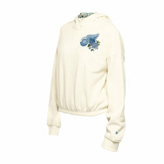 Detroit Red Wings - New Era Women's Glam Game Quarter-Zip Cropped Floral Hoodie Pullover Cream