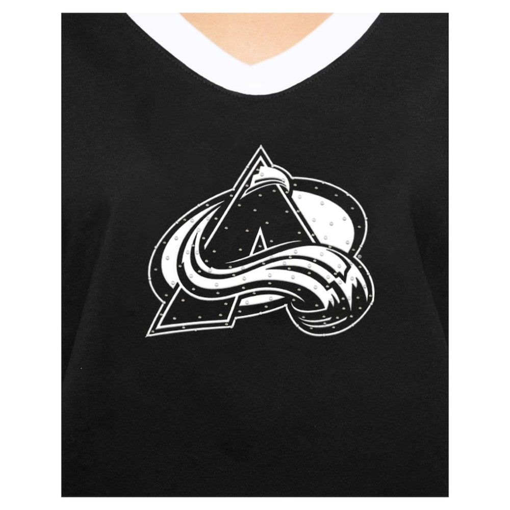 Colorado Avalanche - New Era Women's Game Day Rhinestuds T-Shirt Black