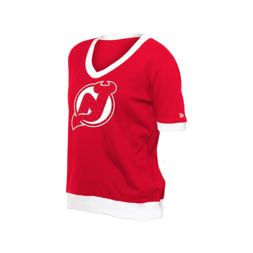 New Jersey Devils - New Era Women's Game Day Rhinestuds T-Shirt Red