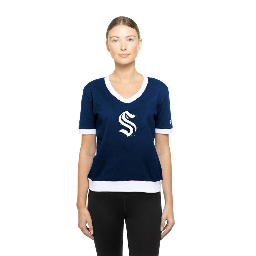 Seattle Kraken New Era Women's Game Day Rhinestuds T-Shirt Deep Sea Blue