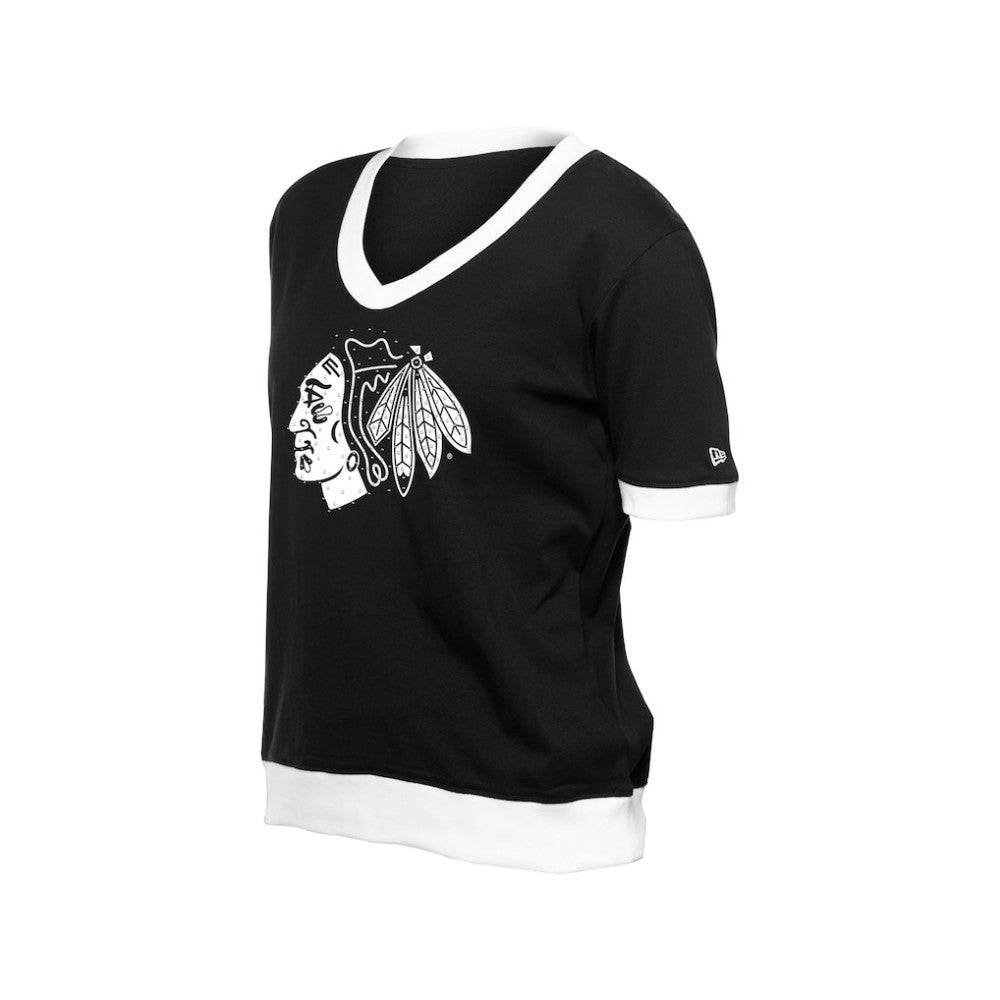 Chicago Blackhawks New Era Women's Game Day Rhinestuds T-Shirt Black