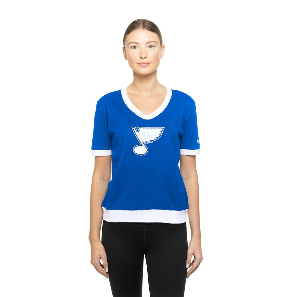 St. Louis Blues - New Era Women's Game Day Rhinestuds T-Shirt Blue