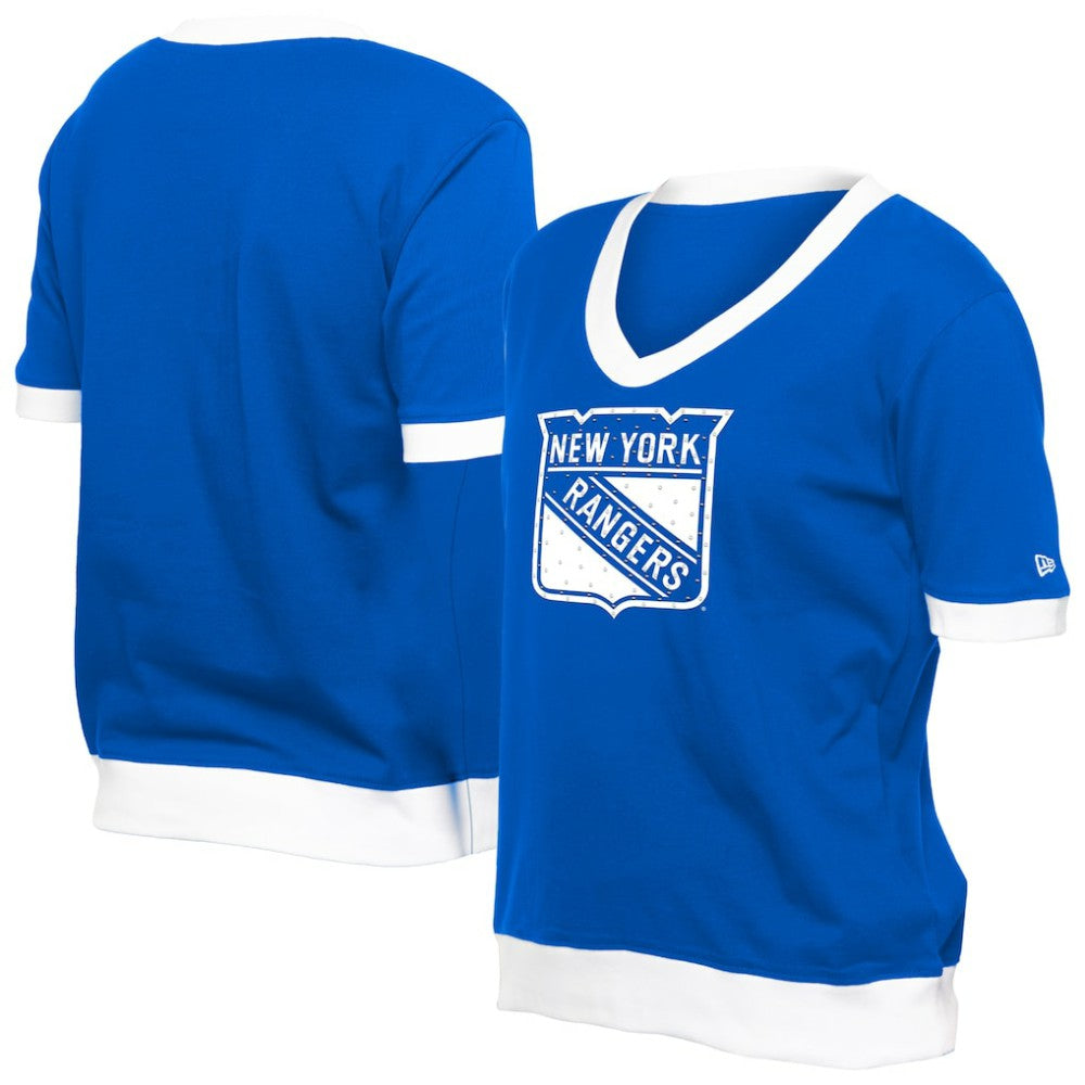New York Rangers New Era Women's Game Day Rhinestuds T-Shirt Blue