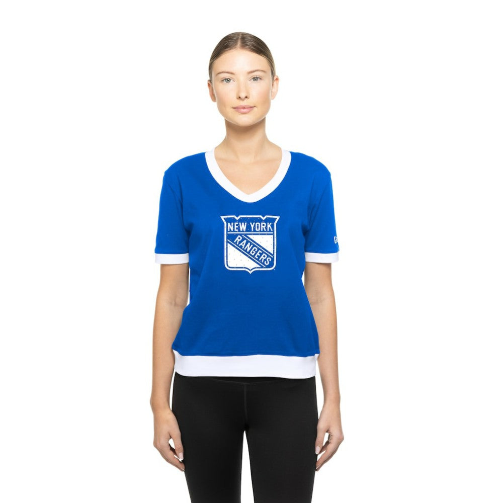 New York Rangers New Era Women's Game Day Rhinestuds T-Shirt Blue