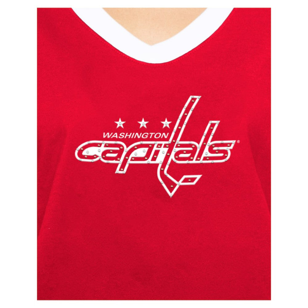 Washington Capitals New Era Women's Game Day Rhinestuds T-Shirt Red