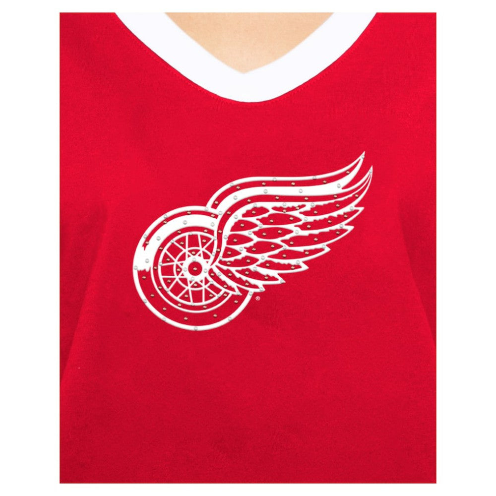 Detroit Red Wings - New Era Women's Game Day Rhinestuds T-Shirt Red
