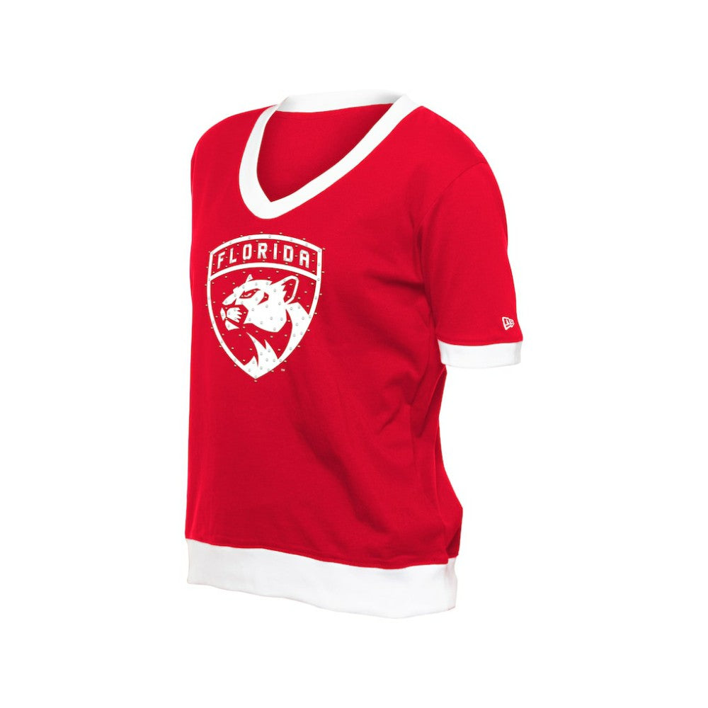 Florida Panthers - New Era Women's Game Day Rhinestuds T-Shirt Red