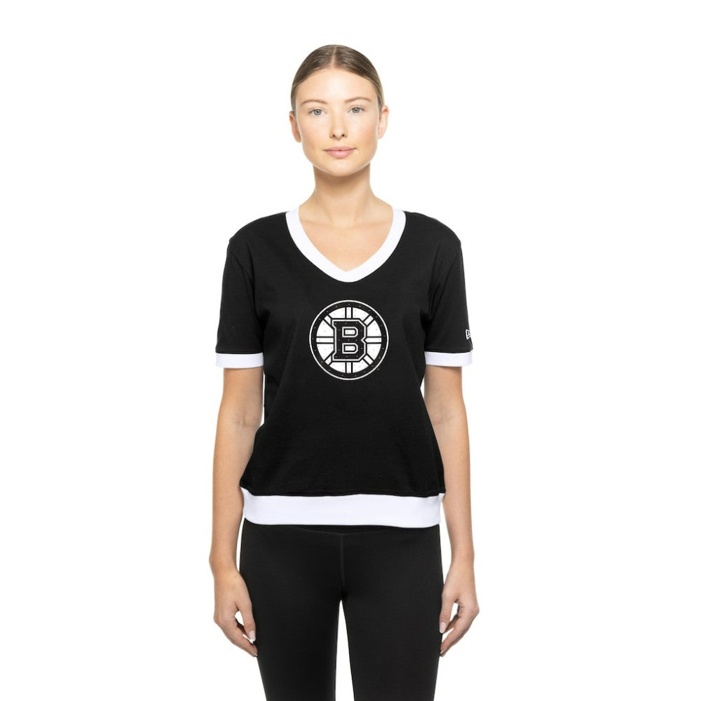 Boston Bruins New Era Women's Game Day Rhinestuds T-Shirt Black