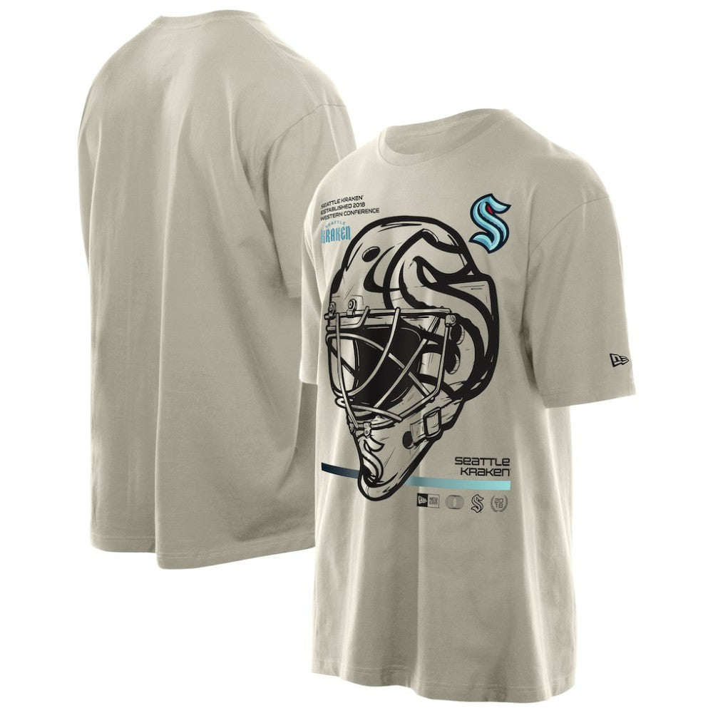 Seattle Kraken New Era Goalie Mask T-Shirt Tan