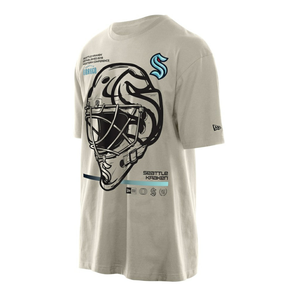 Seattle Kraken New Era Goalie Mask T-Shirt Tan