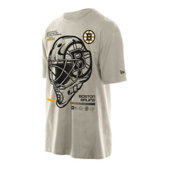 Boston Bruins New Era Goalie Mask T-Shirt Tan