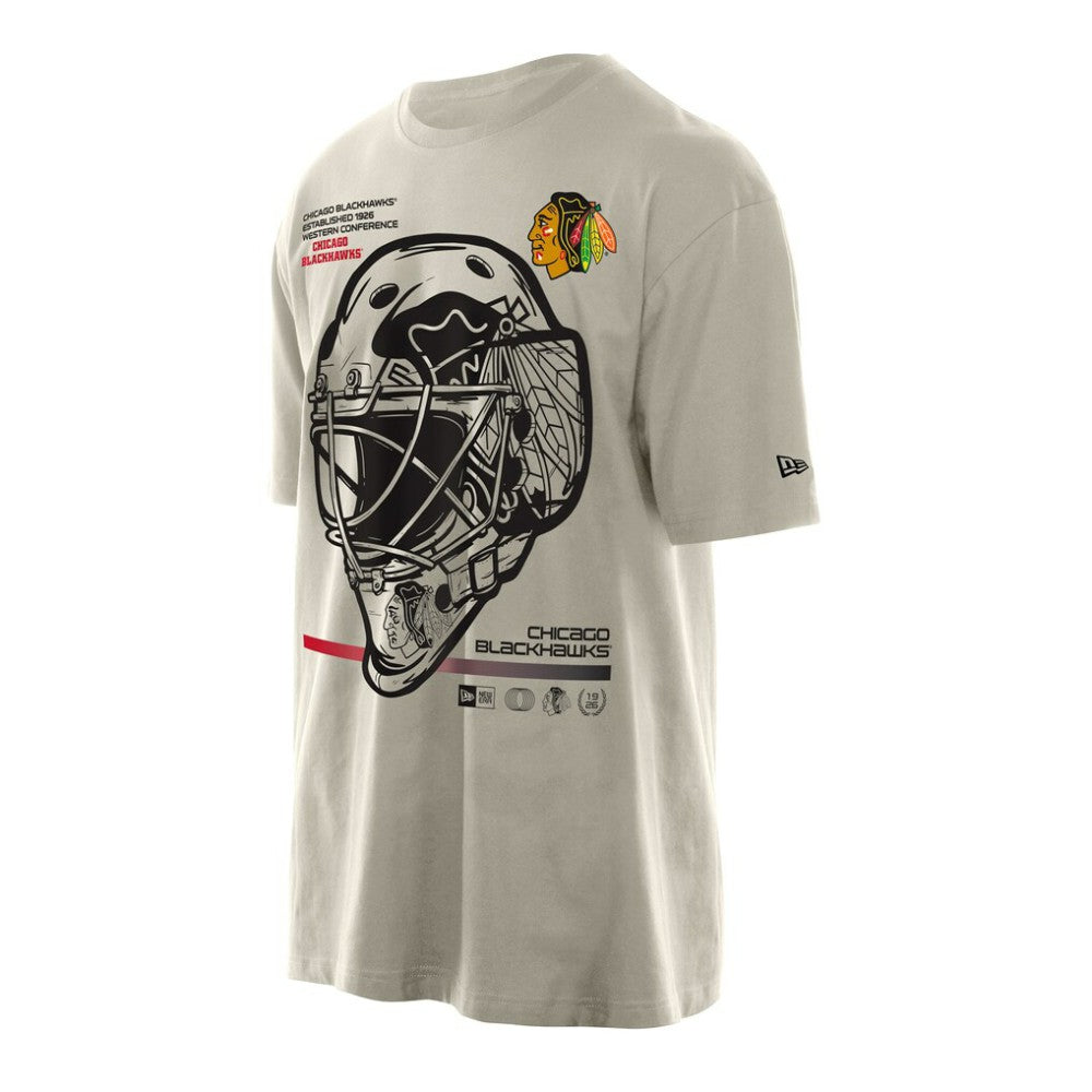 Chicago Blackhawks New Era Goalie Mask T-Shirt Tan