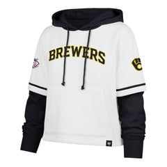 Milwaukee Brewers '47 Women's Trifecta Shortstop Cropped Pullover Hoodie Lifestyle