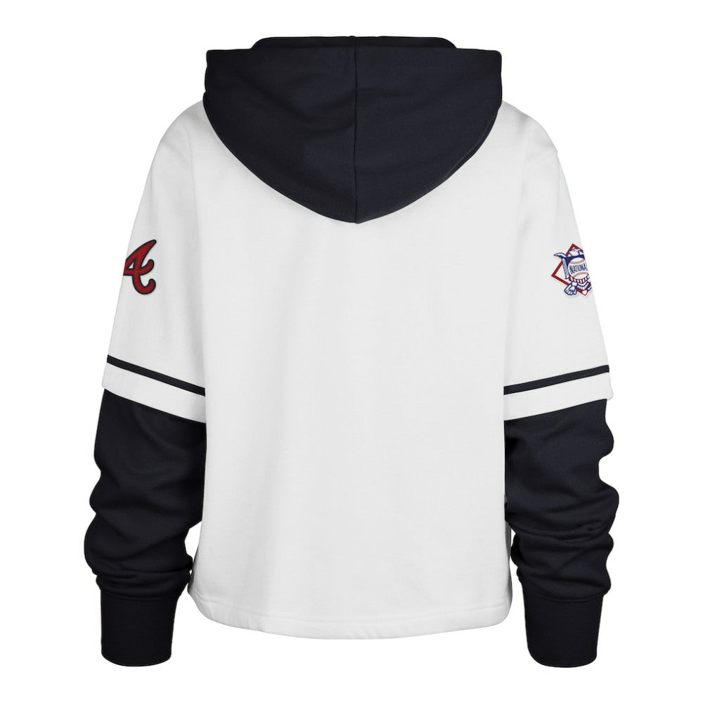Atlanta Braves '47 Women's Trifecta Shortstop Cropped Pullover Hoodie On Sale