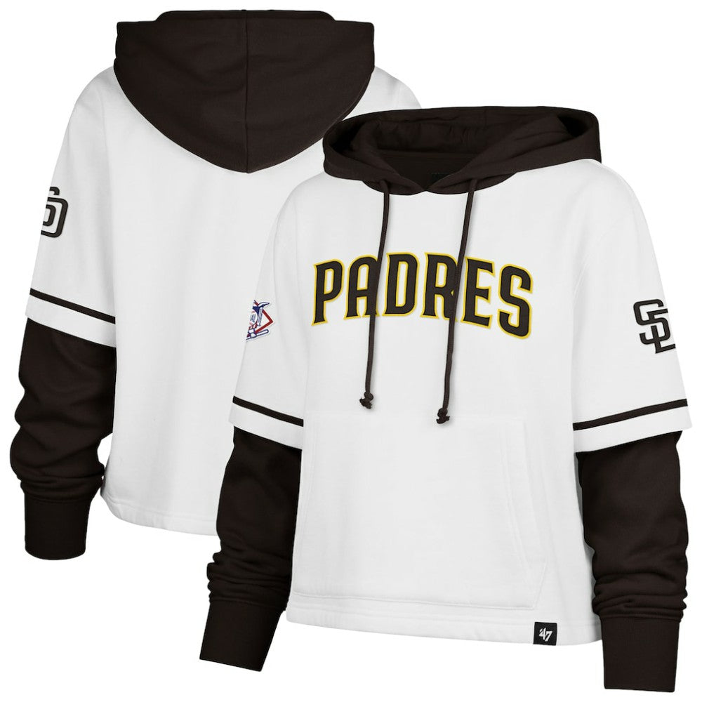 San Diego Padres '47 Women's Trifecta Shortstop Cropped Pullover Hoodie for sale