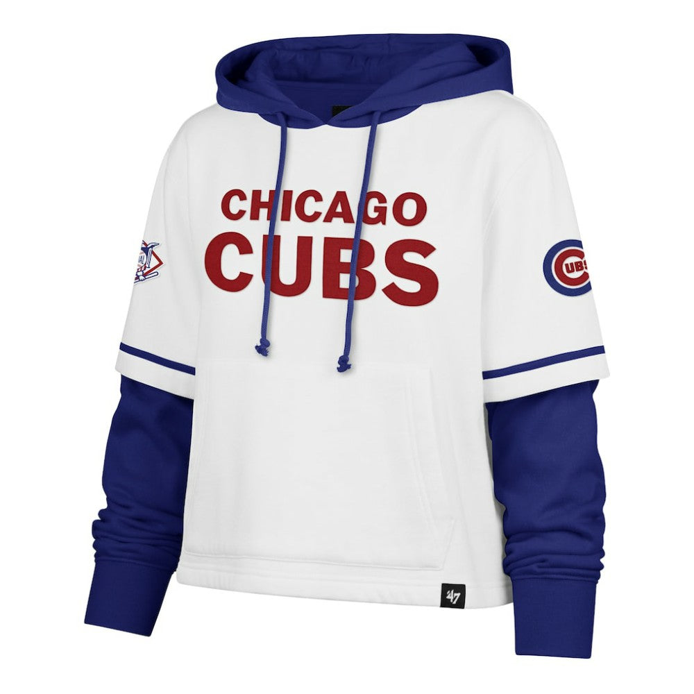 Chicago Cubs '47 Women's Trifecta Shortstop Cropped Pullover Hoodie Sale