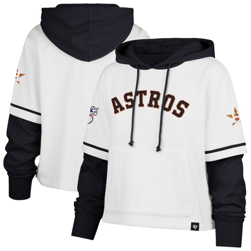Houston Astros '47 Women's Trifecta Shortstop Cropped Pullover Hoodie Near Me